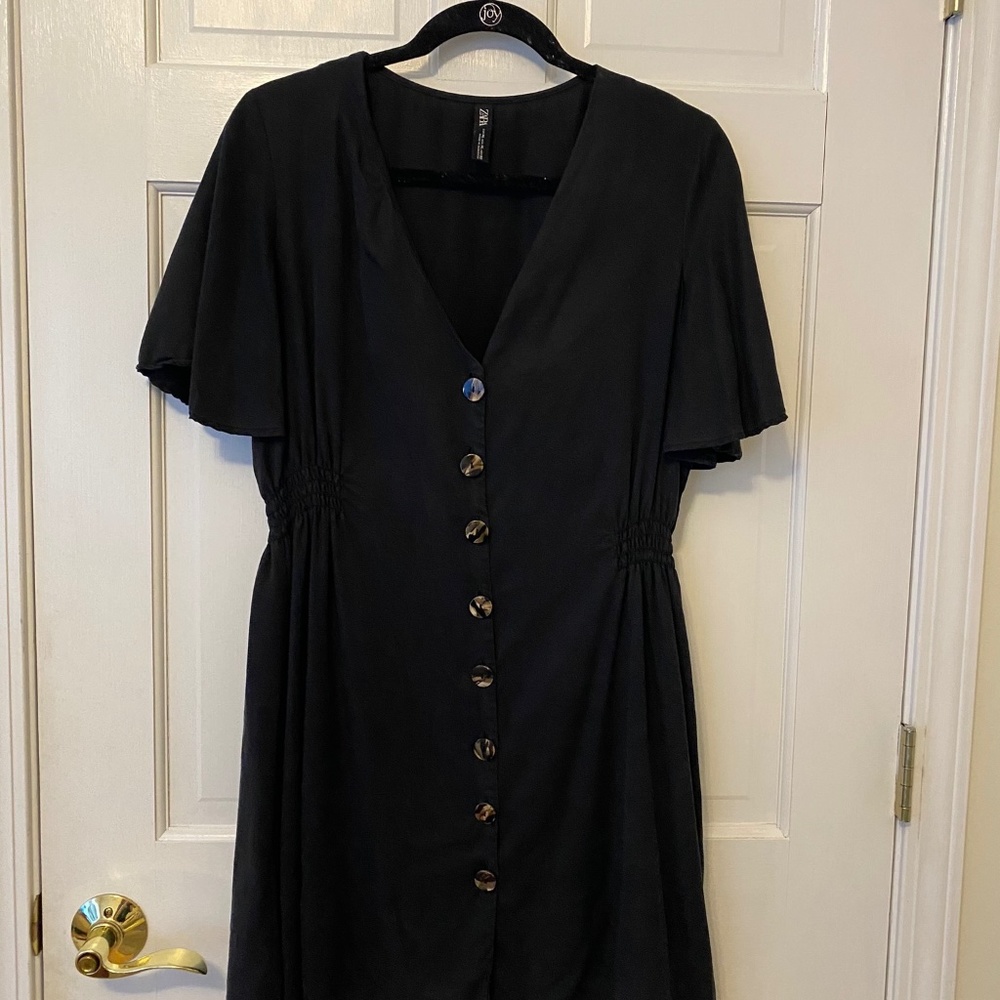 Zara black button down mini dress